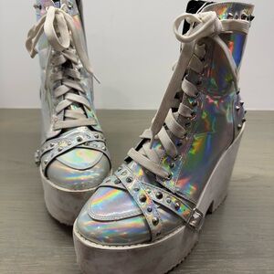 N.Y.L.A. Iridescent Lace-Up Platform Shoes